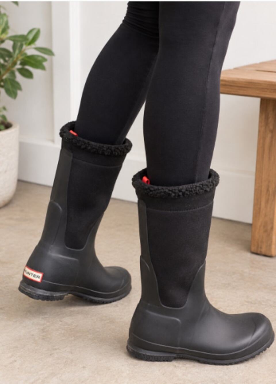 Hunter Black Fleece Lined Rain Boots Women’s 7 UK 5 Waterproof